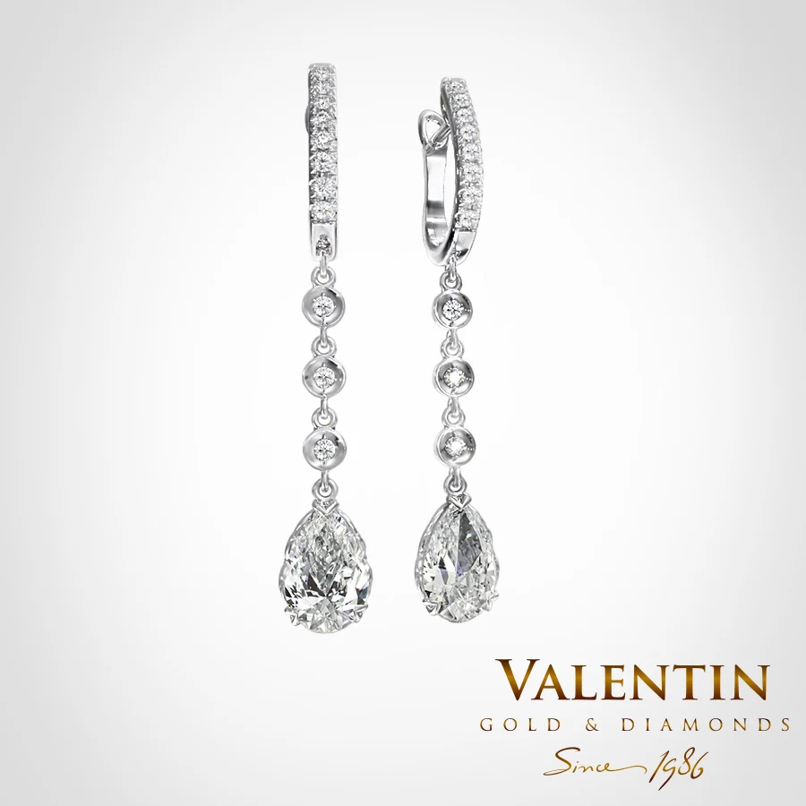 Pear with Diamonds Gold Earrings 7630-2 – white gold