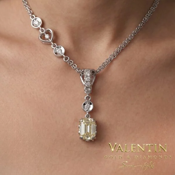 Diamond Emerald Gold Pendant 6957 – white gold
