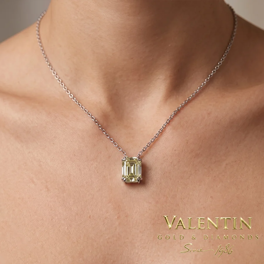 Diamond Emerald Gold Pendant 6960 – white gold