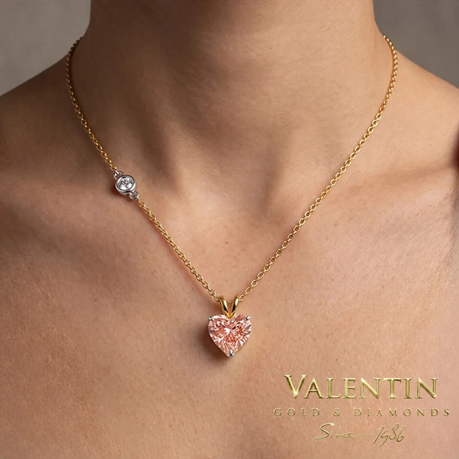 Pink Heart Gold Pendant 6961