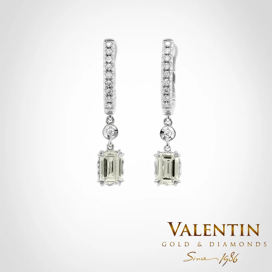 Diamond Emerald Gold Earrings 7631 – white gold