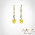 Yellow Cushion Gold Earrings 7631