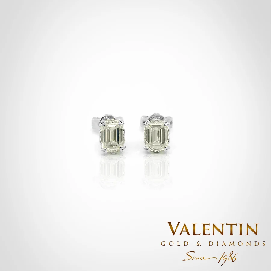 Diamond Emerald Gold Earrings 7633 – white gold