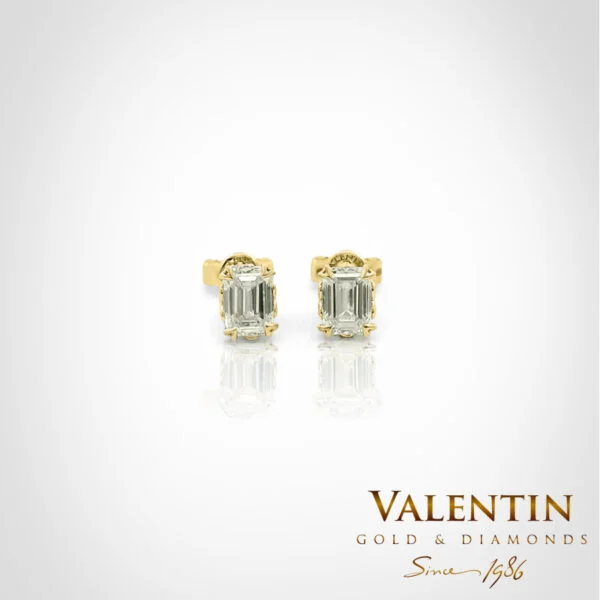 Diamond Emerald Gold Earrings 7633 – yellow gold