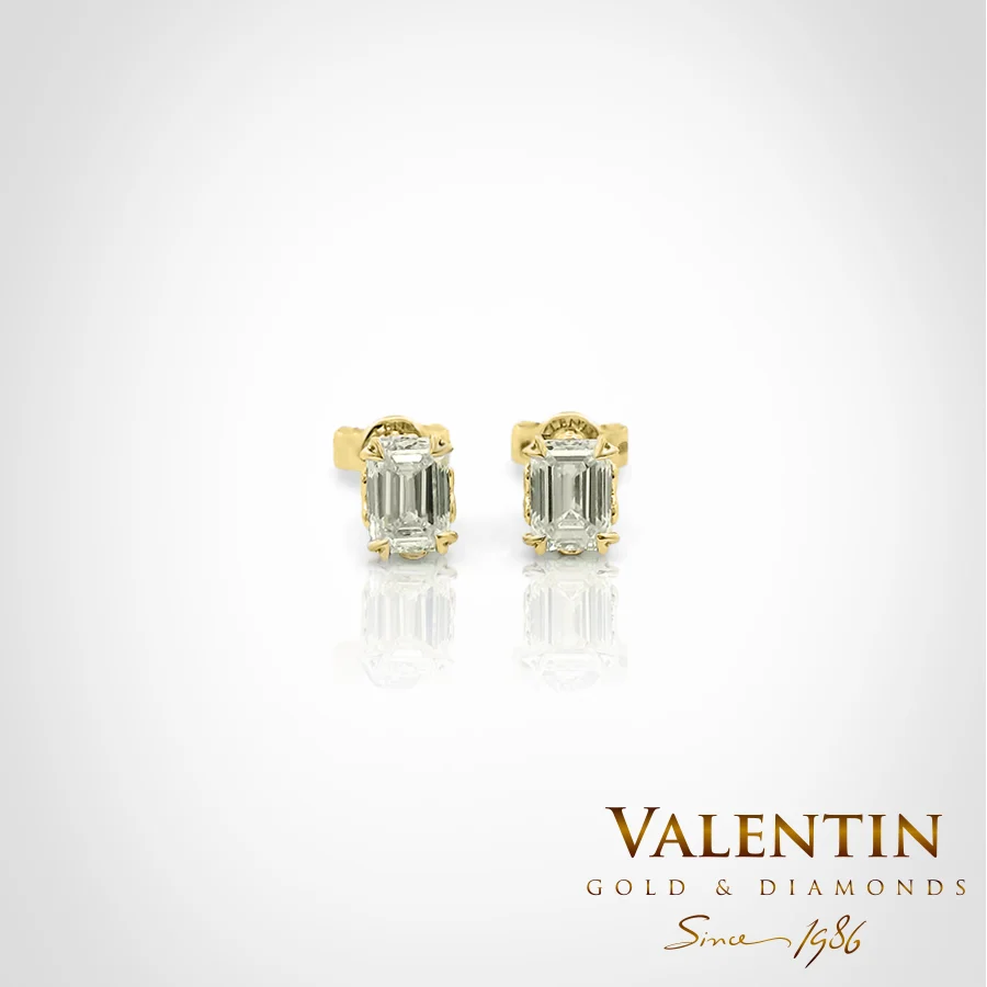 Diamond Emerald Gold Earrings 7633 – yellow gold