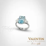 Vivid Blue Radiant Lab Gold Ring 4766-3 – white gold
