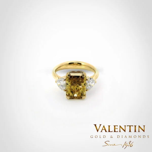 Fancy Intense Brownish Yellow Radiant Lab Gold Ring 4766-3