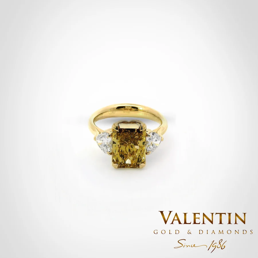 Fancy Intense Brownish Yellow Radiant Lab Gold Ring 4766-3