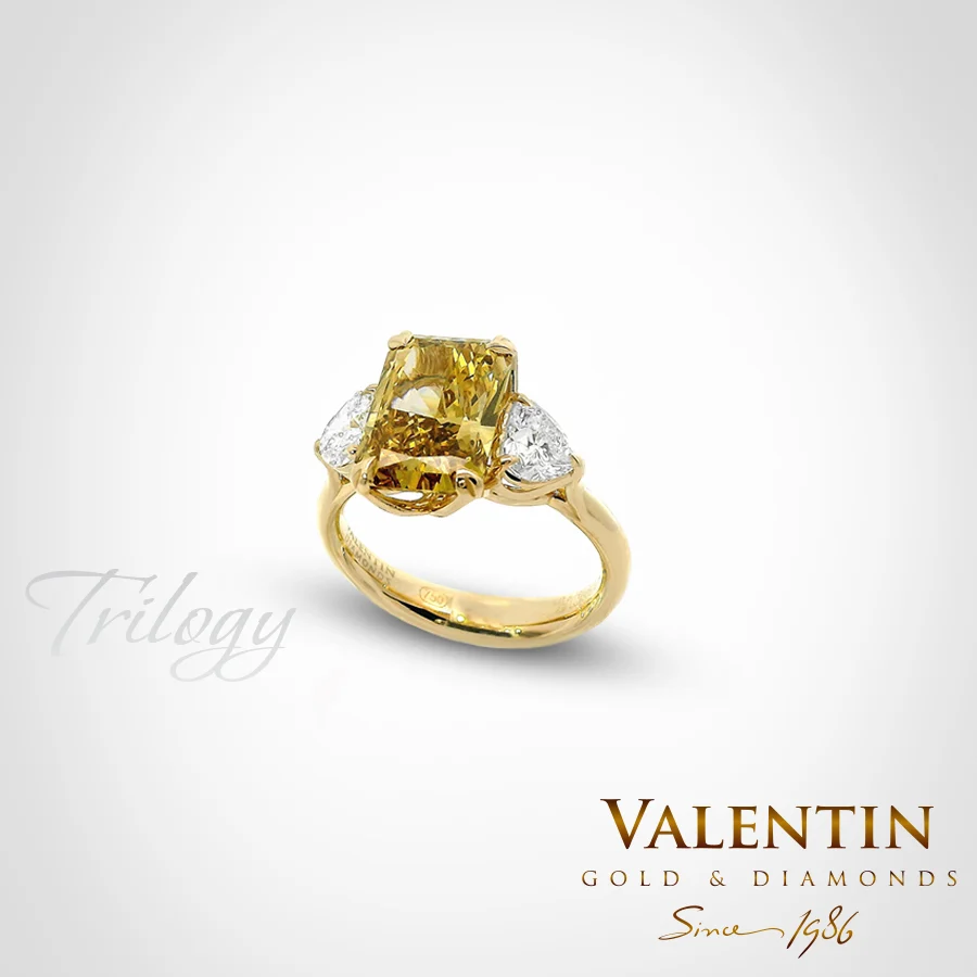 Fancy Intense Brownish Yellow Radiant Lab Gold Ring 4766-3