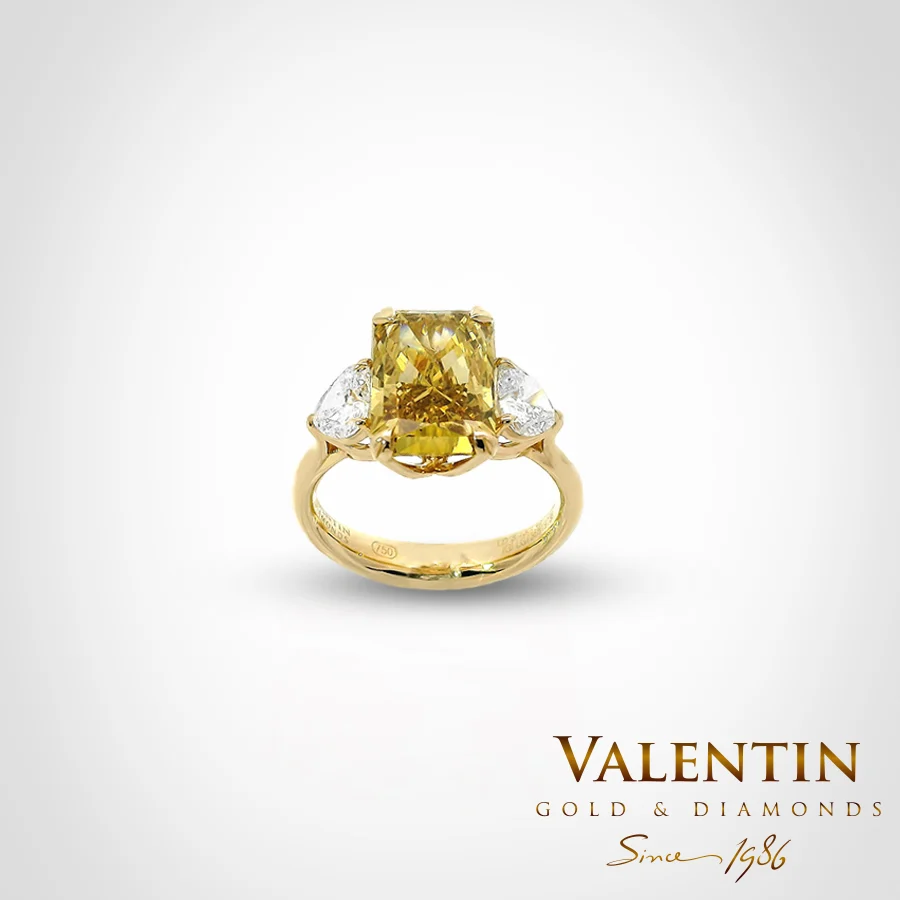 Fancy Intense Brownish Yellow Radiant Lab Gold Ring 4766-3