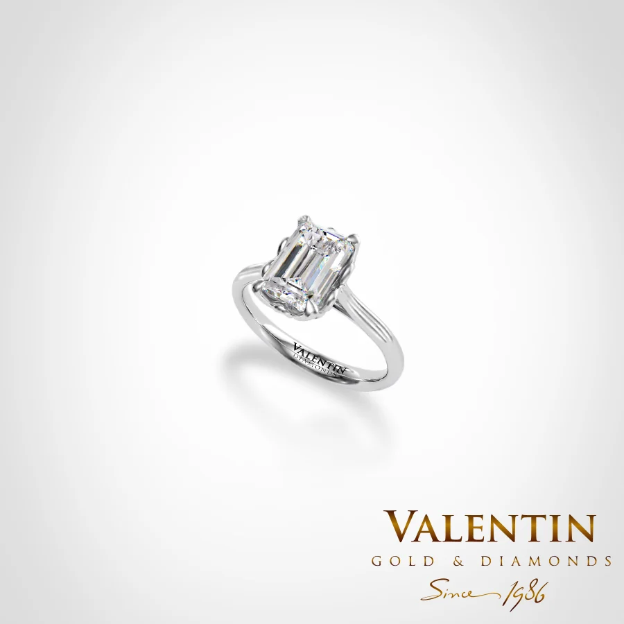 Diamond Emerald Engagement Ring 4775 -1 – white gold