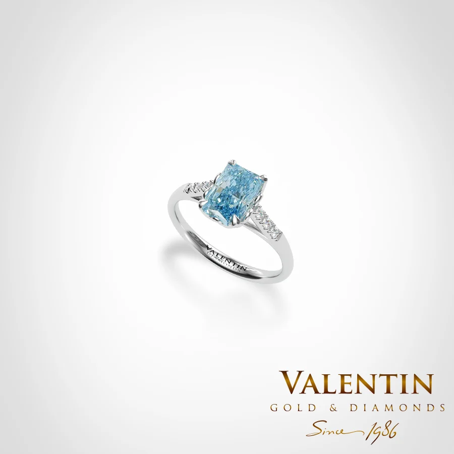 Blue Radiant Engagement Ring 4775-2-3 – white gold