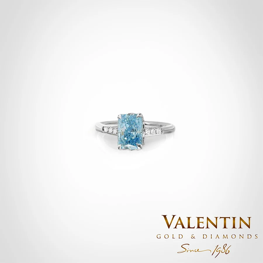 Blue Radiant Engagement Ring 4775-2-3 – white gold