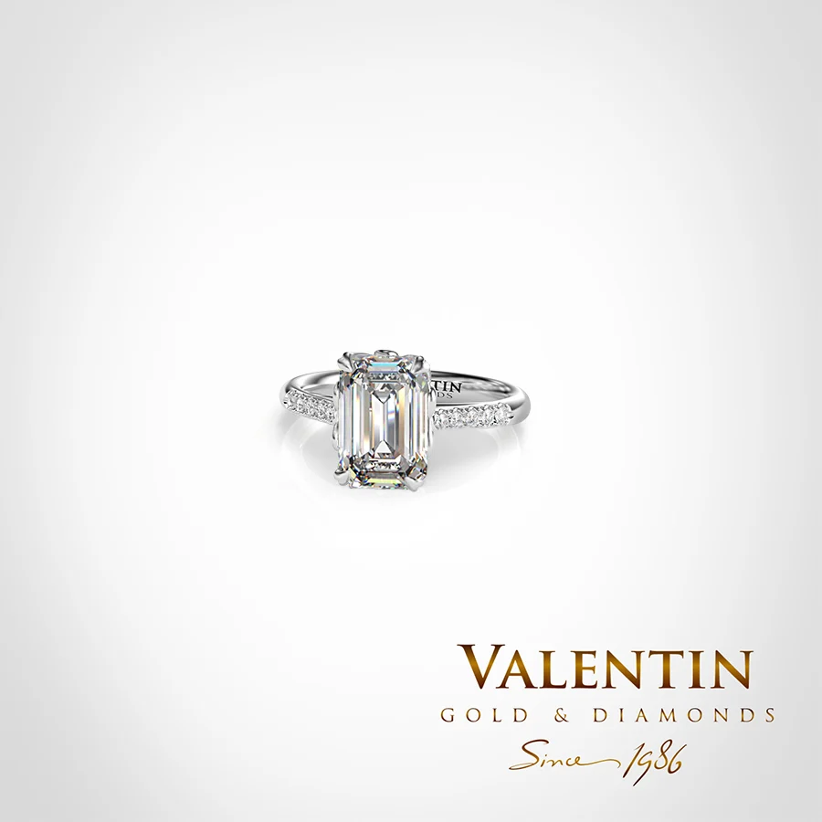 Diamond Emerald Engagement Ring 4775-2-5 – white gold
