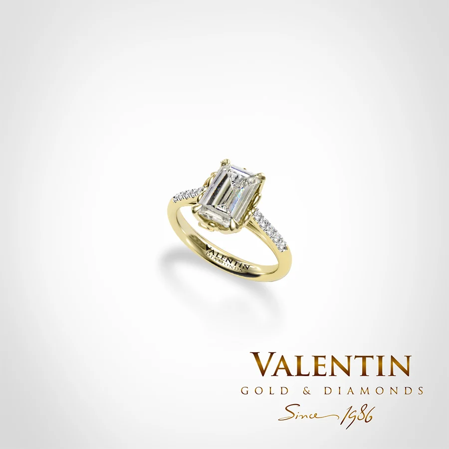Emerald Lab Engagement Ring 4775-2-5 – yellow gold