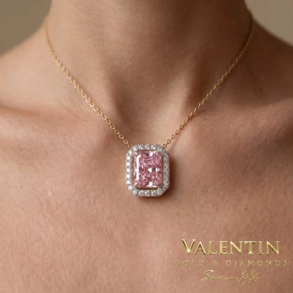 Pink Diamond Lab Gold Pendant 6956