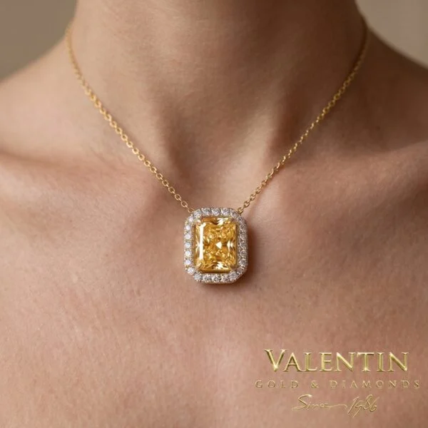 Yellow Diamond Lab Gold Pendant 6956
