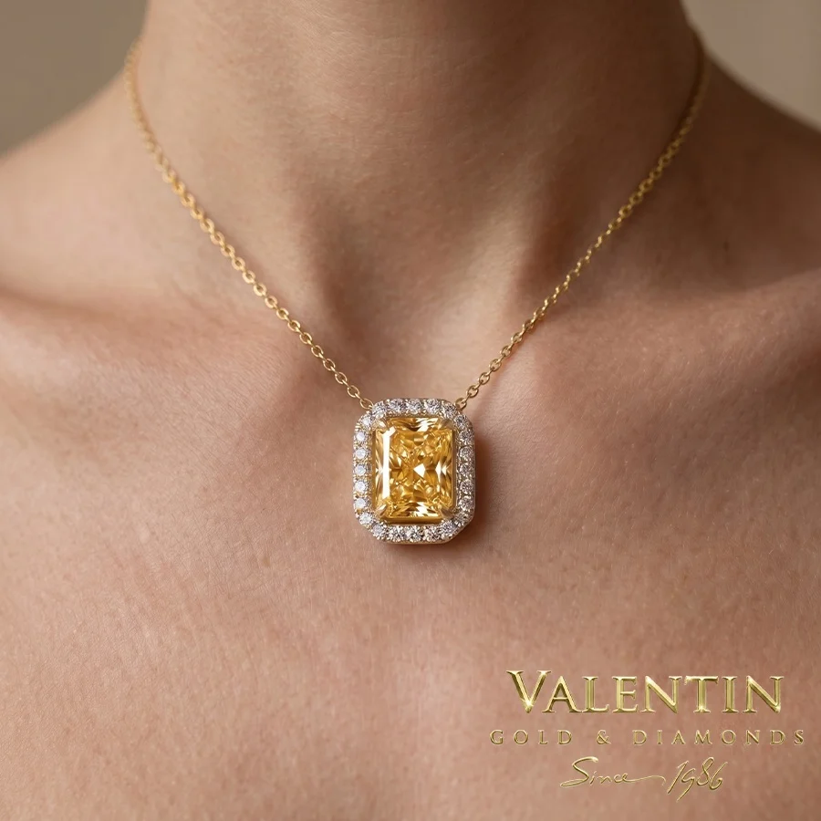 Yellow Diamond Lab Gold Pendant 6956