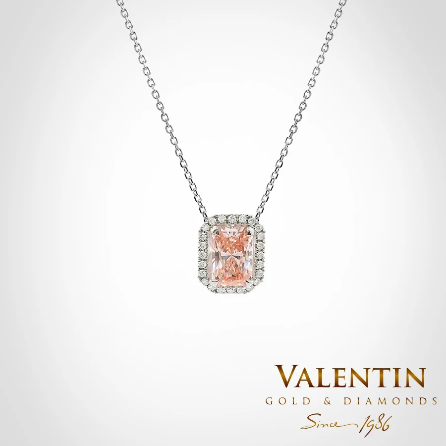 Pink Diamond Lab Gold Pendant 6956