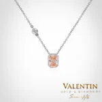 Pink Radiant Gold Pendant with Halo 6963