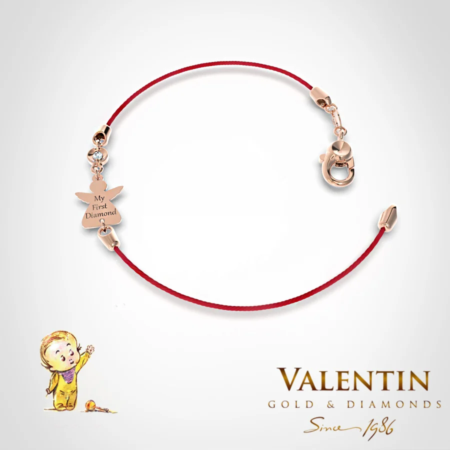 Children's Gold Bracelet with Red Thread 8370-2 – rose gold