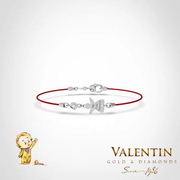 Children's Gold Bracelet with Red Thread 8370-2 – white gold