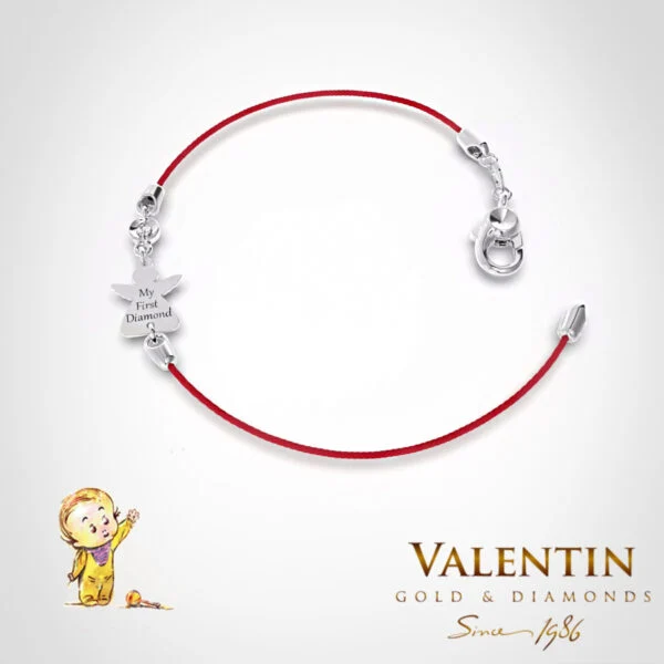 Children's Gold Bracelet with Red Thread 8370-2 – white gold