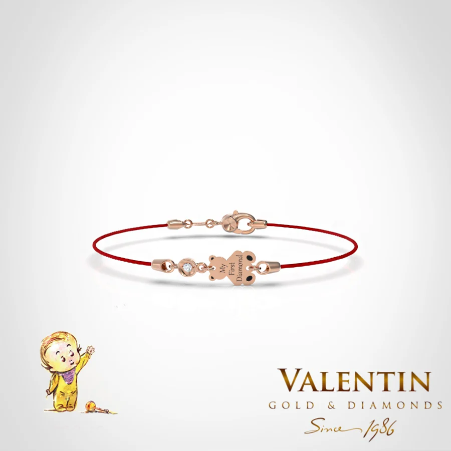 Children's Gold Bracelet with Red Thread 8370-3 – rose gold