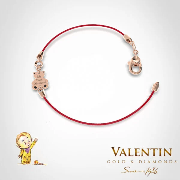 Children's Gold Bracelet with Red Thread 8370-3 – rose gold