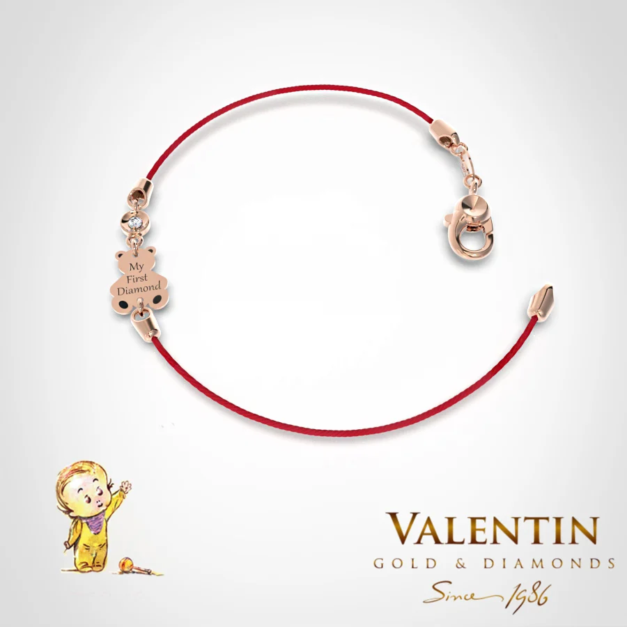 Children's Gold Bracelet with Red Thread 8370-3 – rose gold