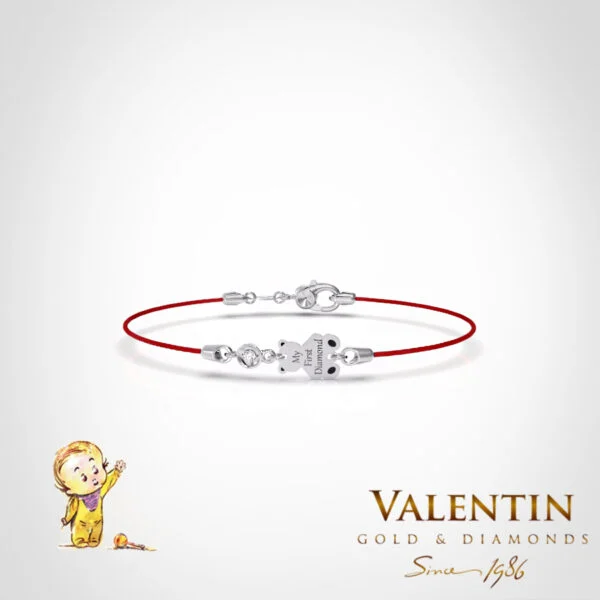 Children's Gold Bracelet with Red Thread 8370-3 – white gold