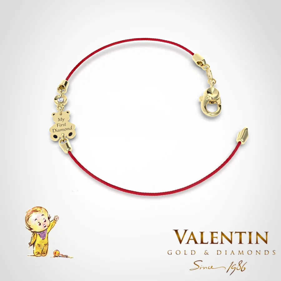 Children's Gold Bracelet with Red Thread 8370-3 – yellow gold