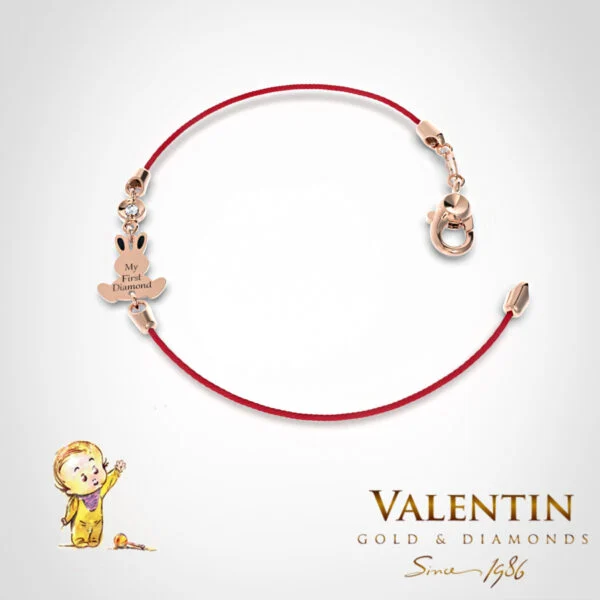 Children's Gold Bracelet with Red Thread 8370–4 – rose gold