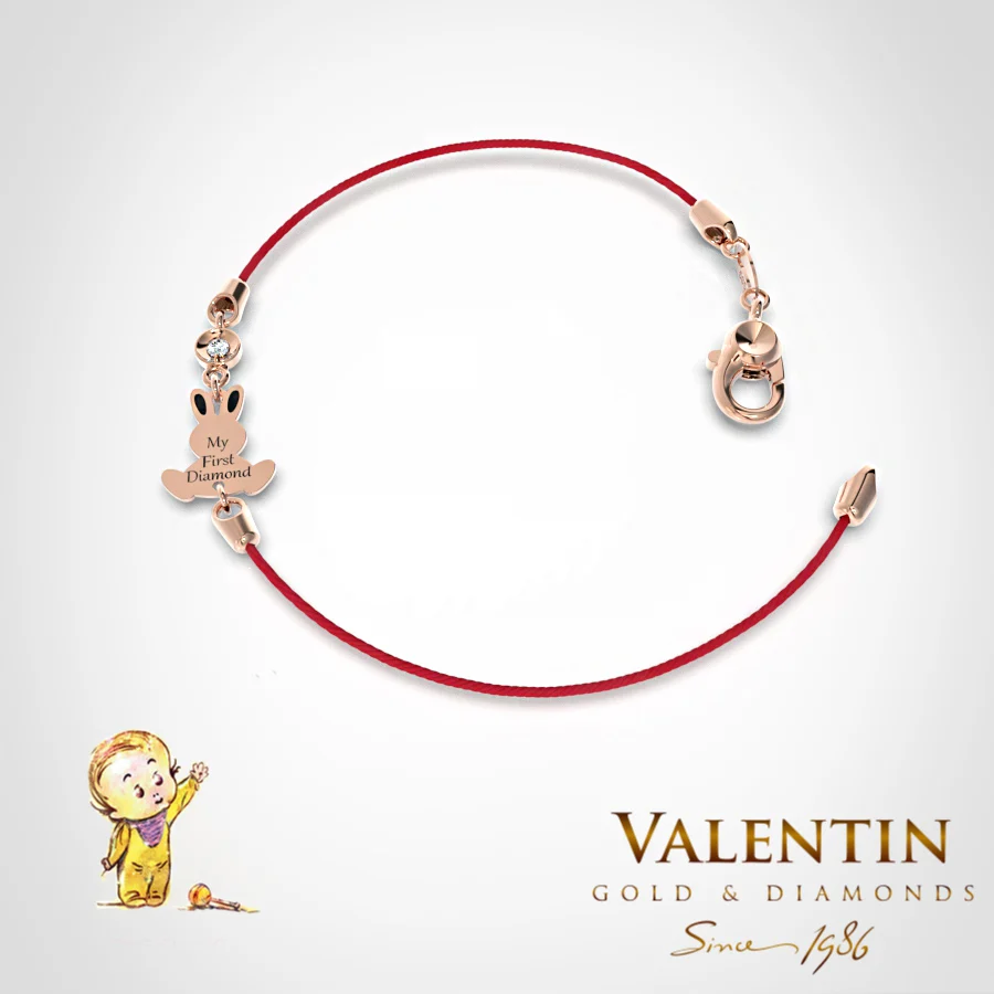 Children's Gold Bracelet with Red Thread 8370–4 – rose gold