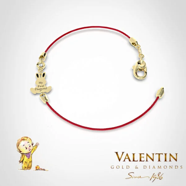 Children's Gold Bracelet with Red Thread 8370–4 – yellow gold