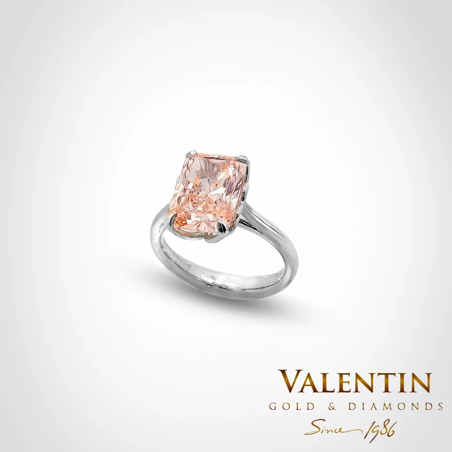 4687 W 4.06ct FIP 1 Fancy Intense Pink Radiant Lab Gold Ring 4687