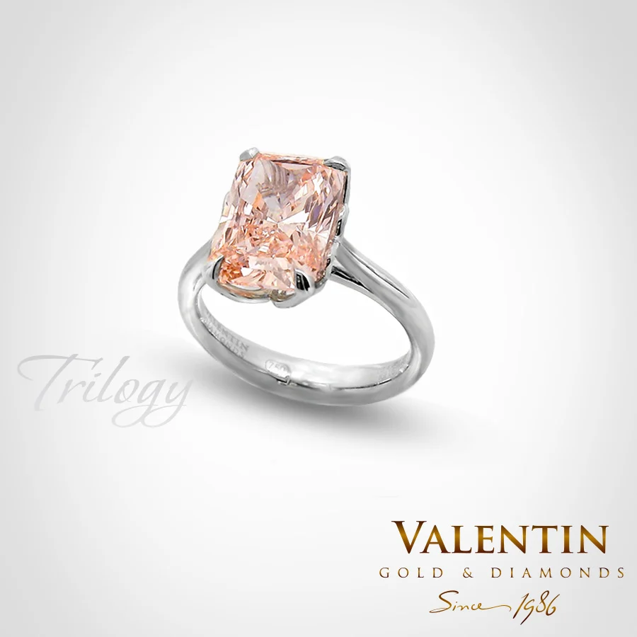 Fancy Intense Pink Radiant Lab Gold Ring 4687