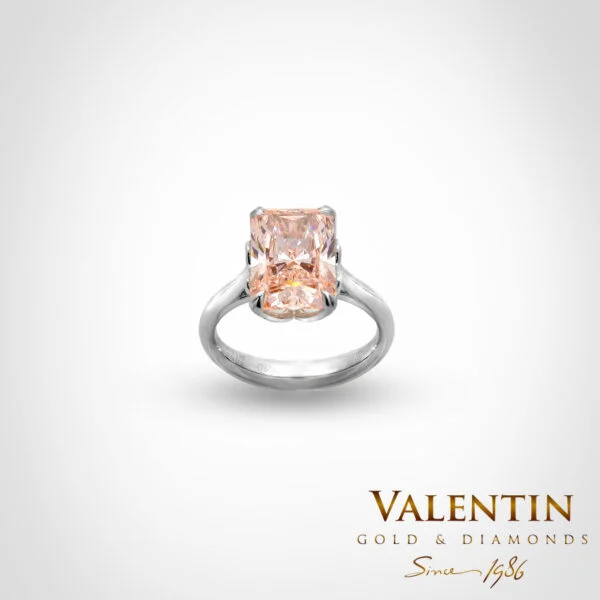 Fancy Intense Pink Radiant Lab Gold Ring 4687
