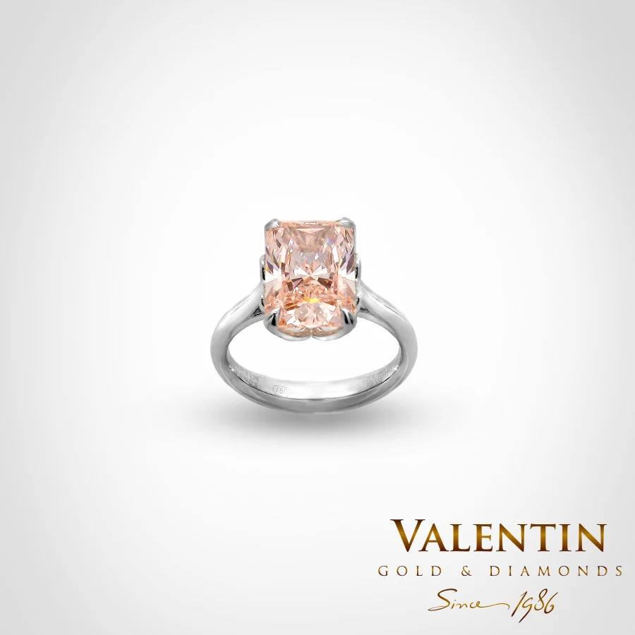 Fancy Intense Pink Radiant Lab Gold Ring 4687