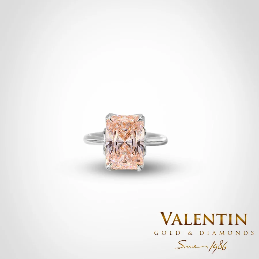 Fancy Intense Pink Radiant Lab Gold Ring 4687