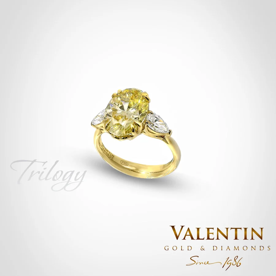Златен пръсте Fancy Intense Yellow Oval Lab 4766