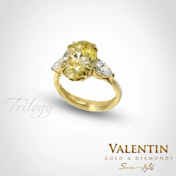 Златен пръсте Fancy Intense Yellow Oval Lab 4766