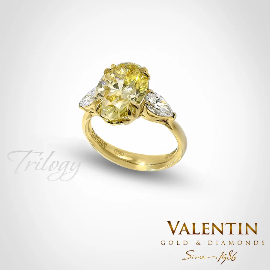Златен пръсте Fancy Intense Yellow Oval Lab 4766