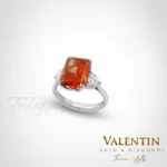 Fancy Vivid Orange Red Radiant Lab Gold Ring 4766-3 – white gold