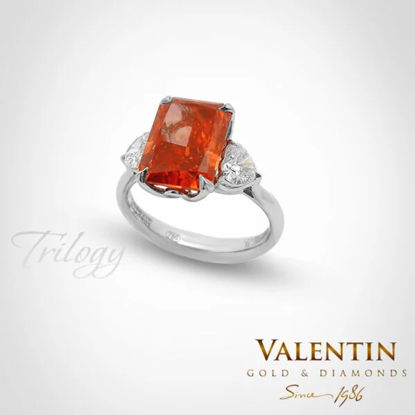Fancy Vivid Orange Red Radiant Lab Gold Ring 4766-3 – white gold