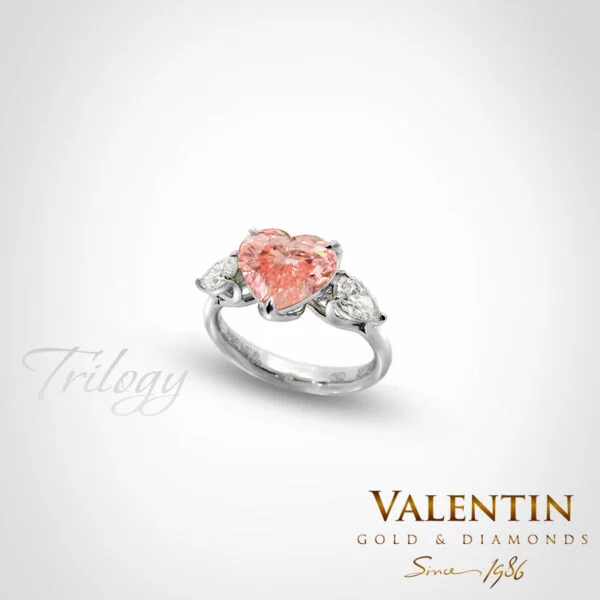 Fancy Vivid Pink Heart Diamond Lab Engagement Ring 4767