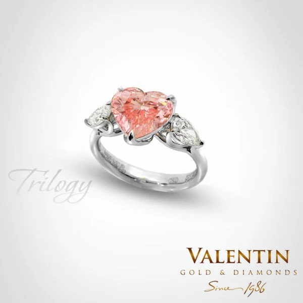 Fancy Vivid Pink Heart Diamond Lab Engagement Ring 4767