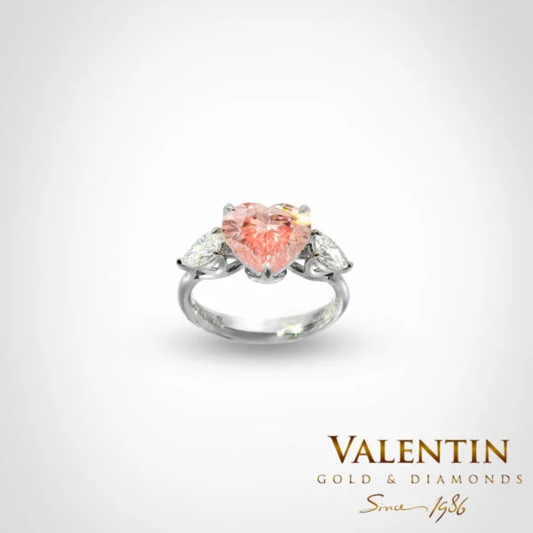 Fancy Vivid Pink Heart Diamond Lab Engagement Ring 4767