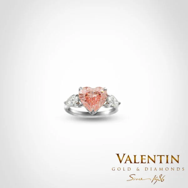 Fancy Vivid Pink Heart Diamond Lab Engagement Ring 4767