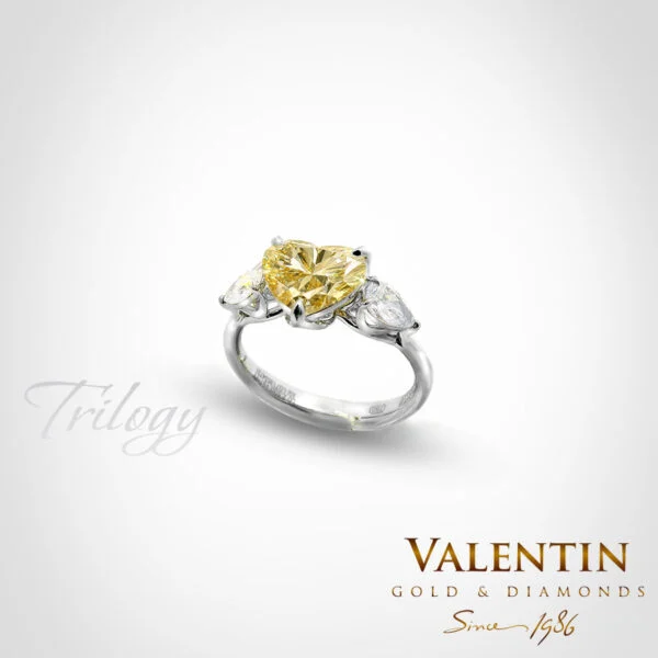 Fancy Yellow Heart Diamond Lab Engagement Ring 4767
